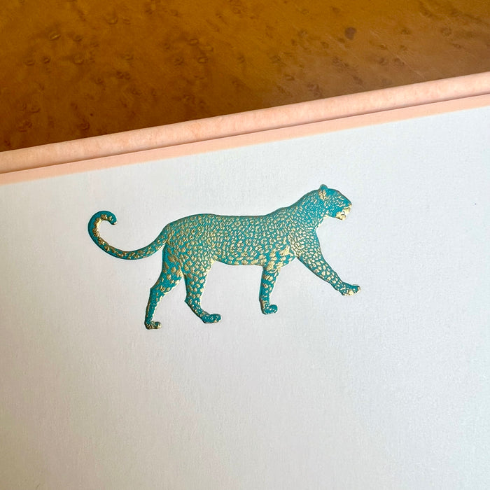Leopard Note Cards - Teal
