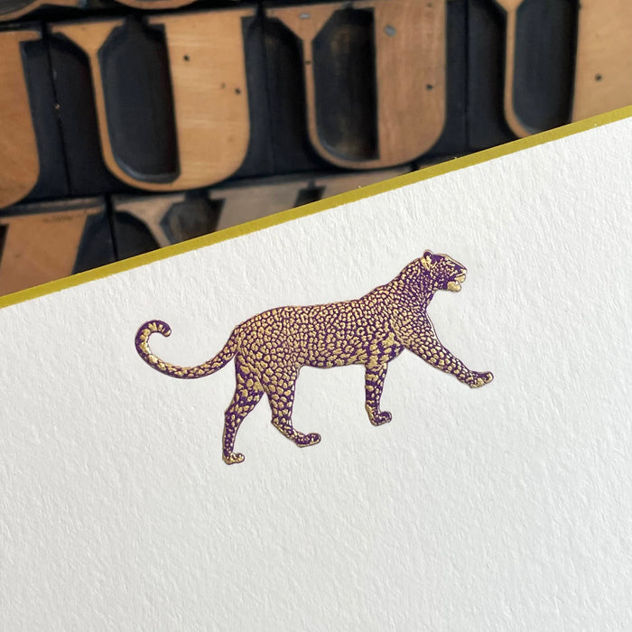 Leopard Note Cards - Aubergine